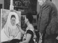 Bernard Silberstein, Frida paints self-portrait while Diego observes