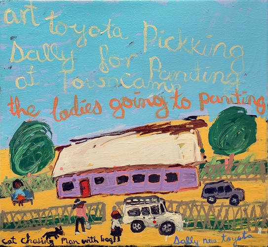 Sally M Nangala Mulda, Art Toyota picking Sally [up] for Painting
