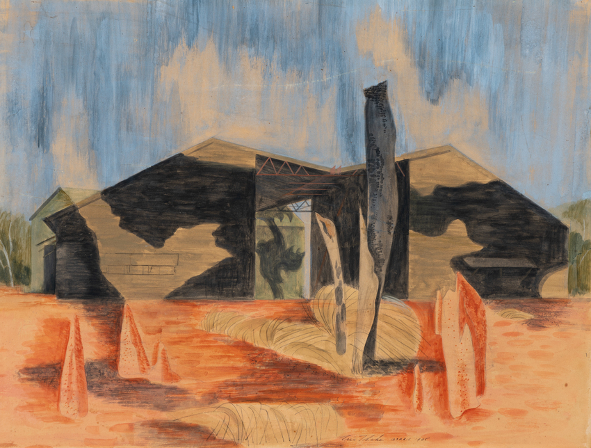 Eric Prentice Anchor Thake, Camouflaged workshop, 14 ARD, Gorrie (14 Aircraft Repair Depot, Gorrie Airfield, Northern Territory), 1945