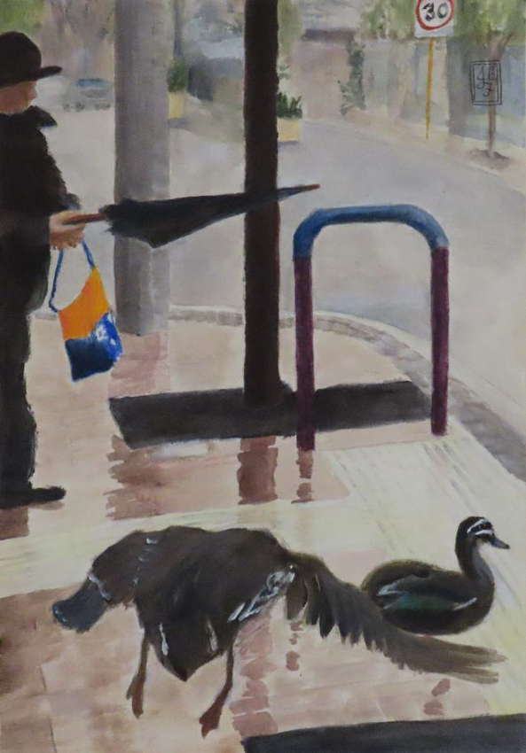 Janet Fountain, Duck Taking Aim, 2025