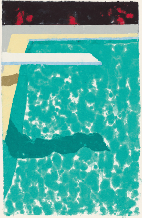 David Hockney (artist), Kenneth Tyler (collaboration and supervision), Tyler Graphics (printer and publisher), Green pool with diving board and shadow, paper pool 3, 1978