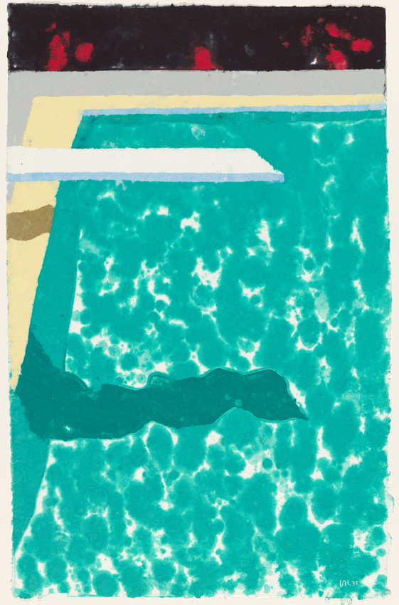 David Hockney (artist), Kenneth Tyler (collaboration and supervision), Tyler Graphics (printer and publisher), Green pool with diving board and shadow, paper pool 3, 1978