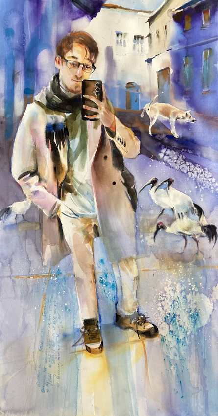 Elena Churilova, Smartphonization, or Gateway to Inner Reality (Portrait of Victor Churilov), 2026