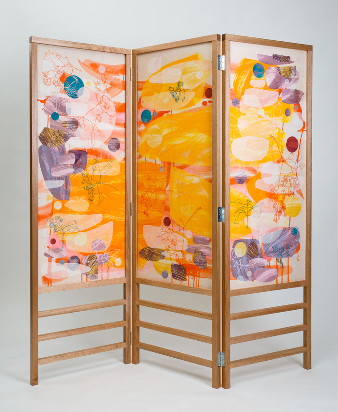 Julie Bradley, 3 panel Mother Lode screen, 2018