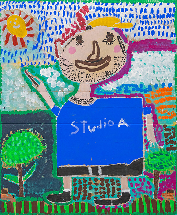Adam Mandarano, Painting in the Park, 2026, acrylic paint on cardboard, 100 × 84cm