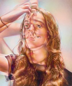 Lauren Blunden, Between, 2026, coloured pencil on paper, 29.7 × 42cm