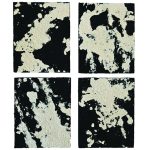 Matthew Hurdle, Self Portrait {when my hands relax I can sleep}, 2026, handmade paper from pulped black t-shirt and hessian on wood board, 54 × 44 × 3.5cm / Courtesy the artist and PARKER Contemporary, Queensland
