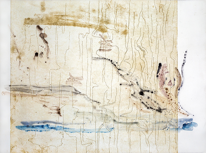 Zali Morgan, Boorn Koorlang, 2026, ectching and monotype on Hahnemühle, 70 × 50cm / Courtesy Renee Doropoulos