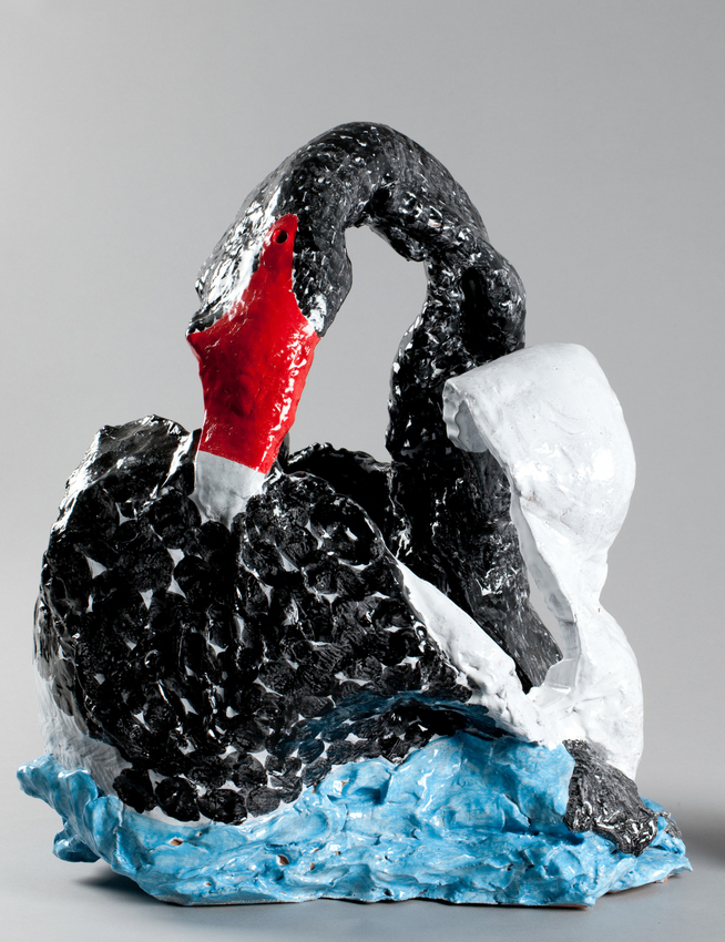 Peter Cooley, Black Swan with Cygnet, 2012