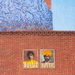 Christine Sweeney, AUSSIE AUSSIE, 2026, mixed media on canvas, incorporating photography and textiles, 27 × 19cm / Winner of the Robin Lawrence Open Art Prize in the 2026 Glebe Art Show / Courtesy the artist and Glebe Art Show
